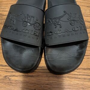 Coach Black Leather Slides